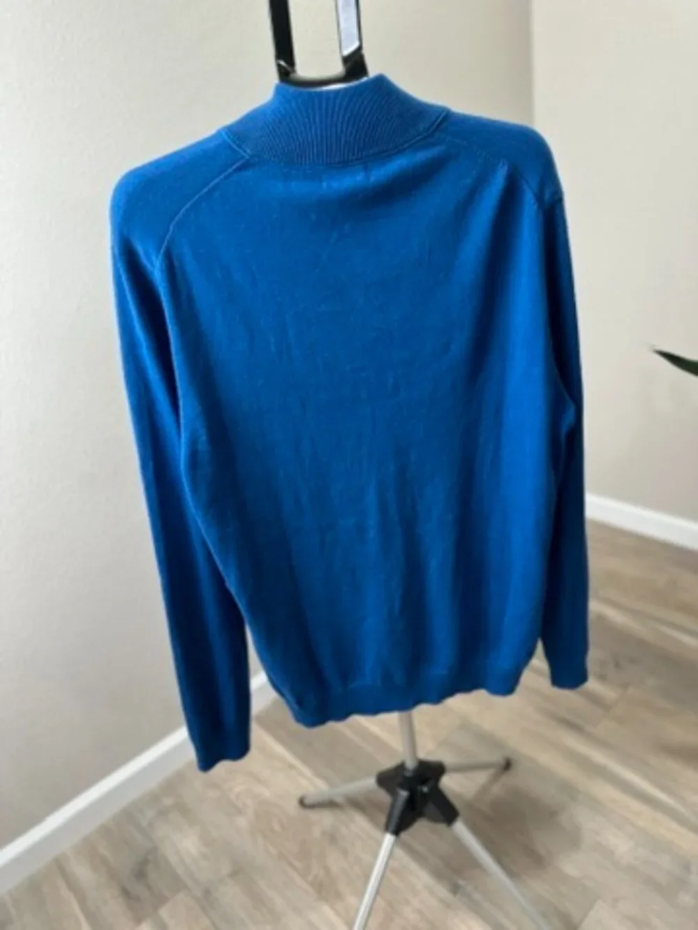 Alfani Men’s XL Blue 1/4 Zip Mock Neck 100% Cotton Pullover Sweater